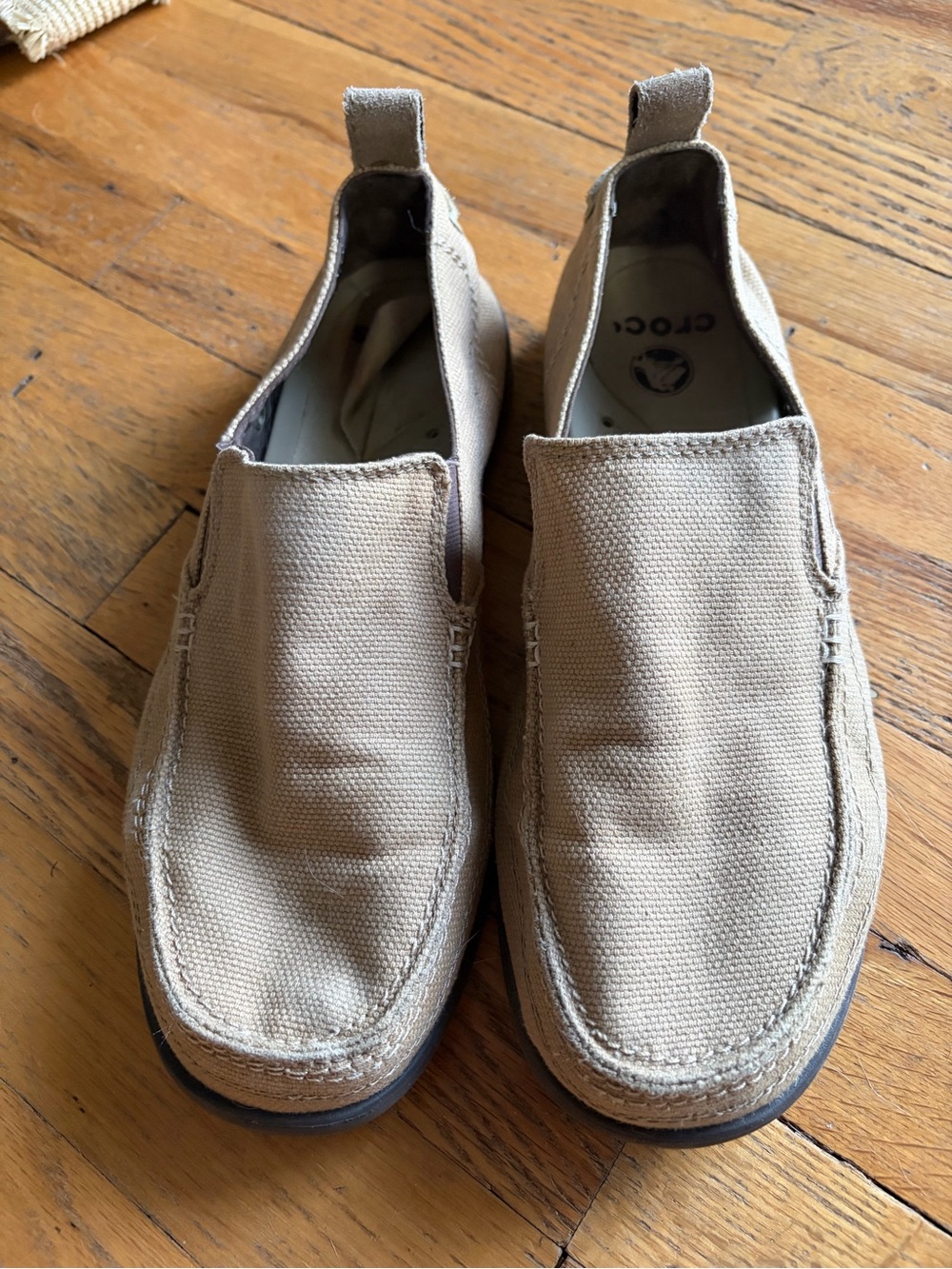 CROCS Men’s Slip-On Canvas Loafers in Tan